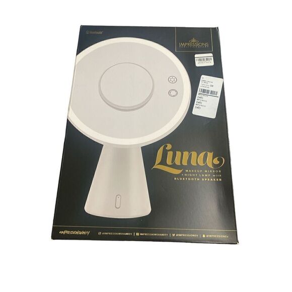 Impressions Luna Makeup Mirror and Night Lamp with Bluetooth Speakers in White - Picture 1 of 6